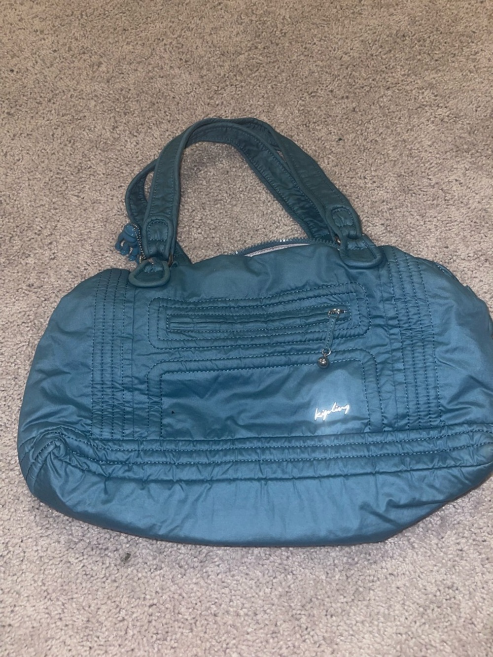 Kipling Teal Quilted-Texture Shoulder Bag